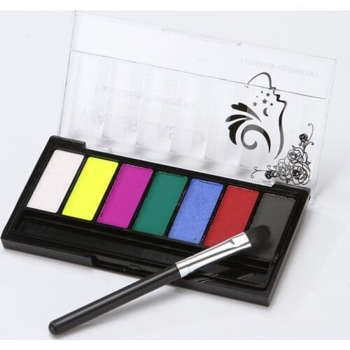 Body painting 7-color water-soluble maquiagem paint in plastic box DIY white henna paint non-toxic and easy to face color makeup