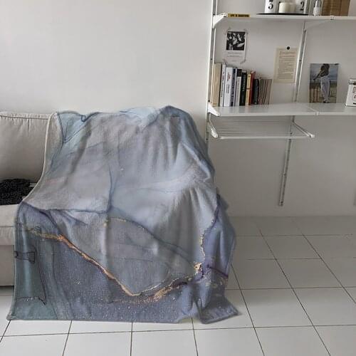 Marble Texture Throw Blanket for Sofa Warm Blanket on Bed Home Bedspread Travel Fleece Blanket