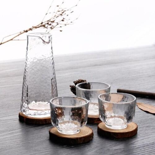 New Japanese style sake pot, one pot, three cups, hammer pattern glass wine set, white wine glass set, factory direct sales