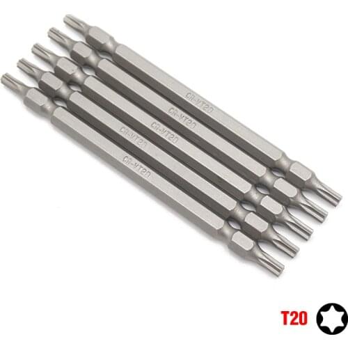 5pcs 110mm Extra Long Trox T15 T20 Bit Set 1/4 inch 6.35mm Double Ended Chrome Vanadium Steel Star Shape Screwdriver Bits