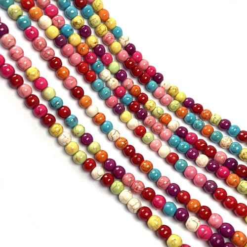 Natural Stone Bead Round shape Mixed color Turquoises Loose Spacer Beaded For jewelry making DIY necklace bracelet accessories