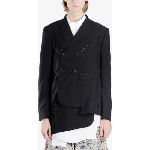 New design irregular rough edge deconstructed multi-layer slanted leisure suit jacket 2021 Original plus-size mens wear