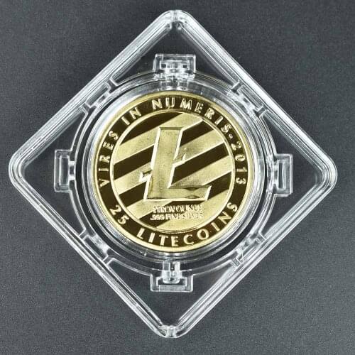 New Product 40mm Gold Plated Litecoin Coin Crypto with spin case Metal Commemorative Coin for Collection