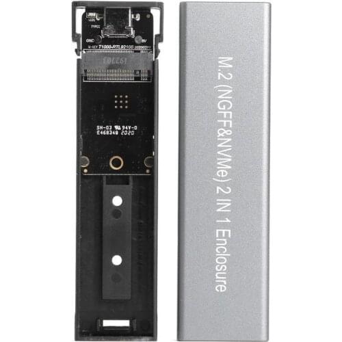 Portable Hard Disk Enclosure M2 Dual Protocol Tool-Free Disk SSD B+M Adapter For Dual Signal Key 10Gbps Case SATA+NVME SSD L7O7