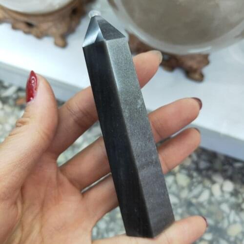 Natural Silver obsidian Obelisk Wand Point Healing Stones Tower Fengshui Crystal for Home Decor