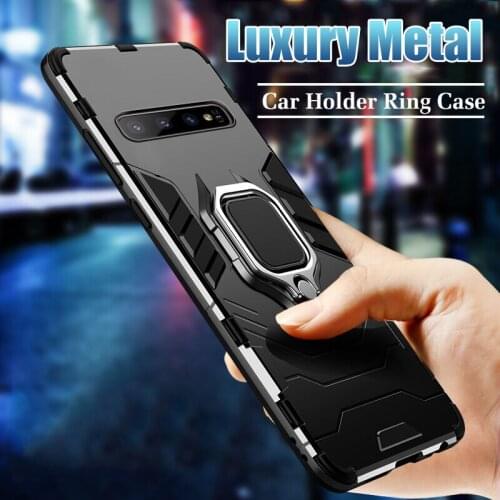 Luxury Shockproof Armor Case On The For Samsung Galaxy S10 S9 S8 Plus Metal Ring Case A7 2018 Note 9 8 Soft Silicone Bumper Case