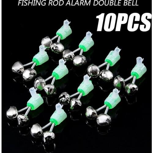 10pcs Sea Fishing Rod Bite Alarm Signaling Device Double Ring Bell Fish Pole Tip Light Bite Indicator Night Fishing Accessories