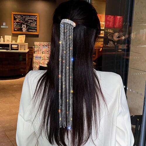 Sparkling Rhinestone Tassel Headwear for Women Girls Hairpins Headband Crystal Barrettes Hairbands Hair Accessories