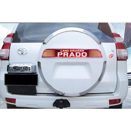 With LED ligh Rear Back Spare Tire Cover Trim Decoration Strip for prado