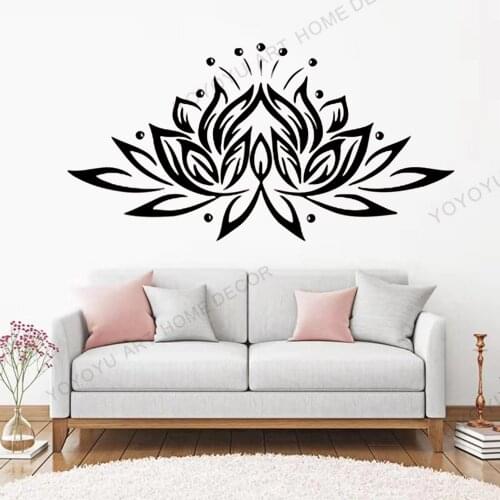 Vinyl Wall Decal Bedroom Sticker Lotus Flower Yoga Studio Bohemian Sticker For Bedroom Living Room Decoration Removable rb491