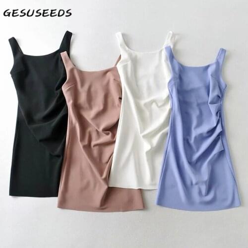 Vintage A line dress summer sleeveless dresses sexy mini dress women 2021 u neck tank dress backless white dresses black blue