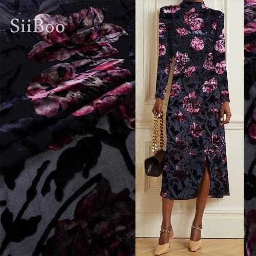 Siiboo super high quality Italy style pure natural silk velvet burnout fabric for women qipao dress shirt Tela de seda sp6450