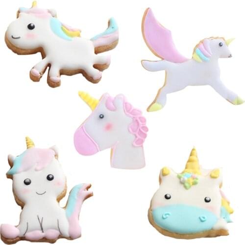 1Pcs Cute Unicorn Cookie Cutter Stainless Steel Fondant Biscuit Mould For Baby Shower Birthday Party Decor DIY Baking Cake Mold