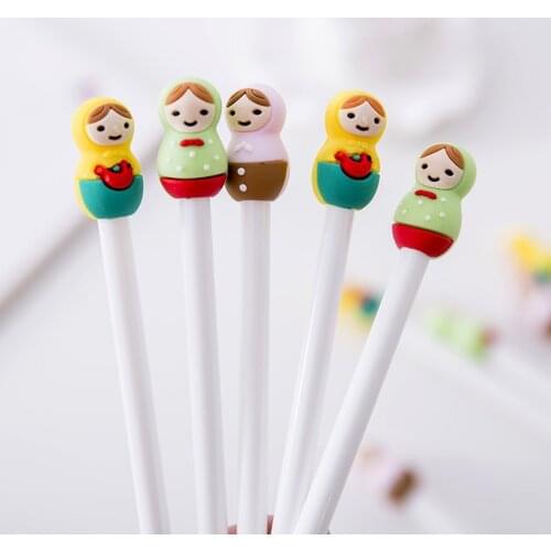 1PCS New Lovely Creative Korean Doll Modeling Gel Pens Signing Pen For Kids Novelty Gift Stationery School Supplies