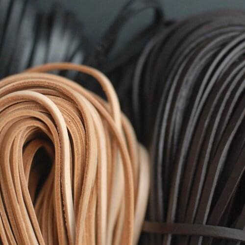 2 Meter Top Quality Natural 5mm Flat Genuine Leather Jewelry Rope String Cord