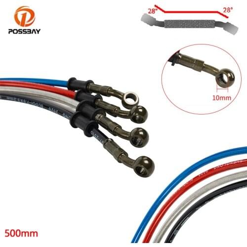 500mm Motorcycle Hydraulic Brake Hose Line Cable 10mm Banjo Motocross Braided Tube Clutch Oil Hose Universal for Honda Suzuki