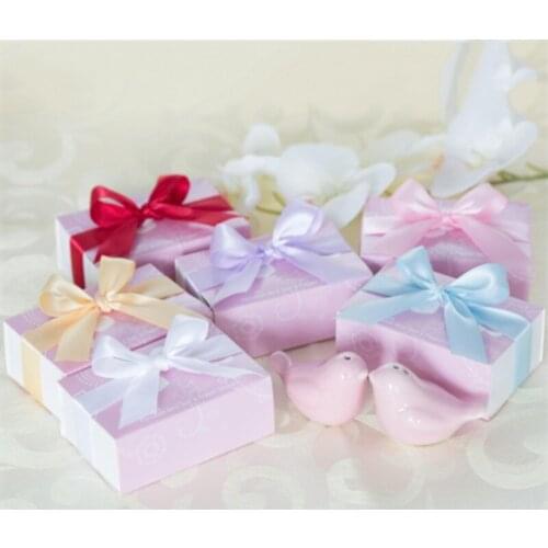 6SETS Love Birds Pink Ceramic Salt and Pepper Shakers Wedding Favors for Cheapest Wedding Gift