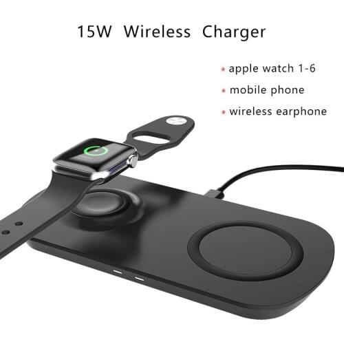 2 in 1 QI 15W Wireless Charger For Airpods 2 Pro Galaxy Buds Apple Watch Charger For Samsung S20 Note20 iPhone 12 Pro Max Huawei