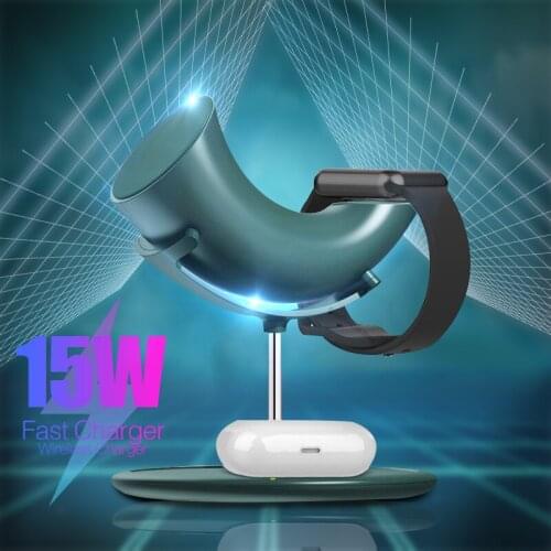 3 In 1 Wireless Charger LED Magnetic Desktop Charging Adapter Smartphone Quick Charge For Apple Airpods 6 5 Watch For iPhone 12