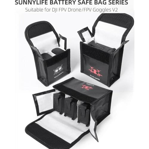 Battery Safe Bag for DJI FPV Drone Goggles V2 Battery Explosion Proof Bag Safety Storage Cas Velcro Closure Radiation Protection