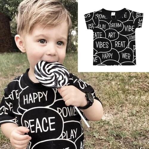 2021Summer Childrens Boy Girl Short Sleeve Cotton T-shirts Boys Fashion Letter Printing Casual Pullover Unisex Tops Tee 18M-5Y