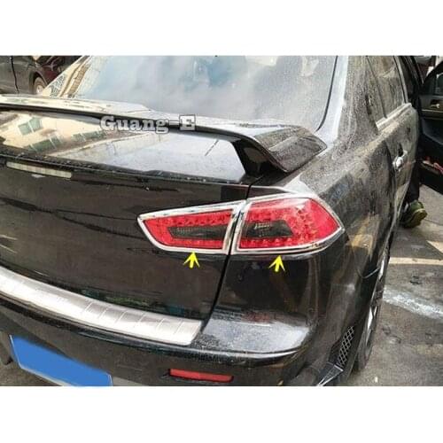 For Mitsubishi Lancer EX 2010 2011 2012 2013 Car Detector ABS Chrome Cover Trim Back Tail Rear Light Lamp Frame Parts 4pcs