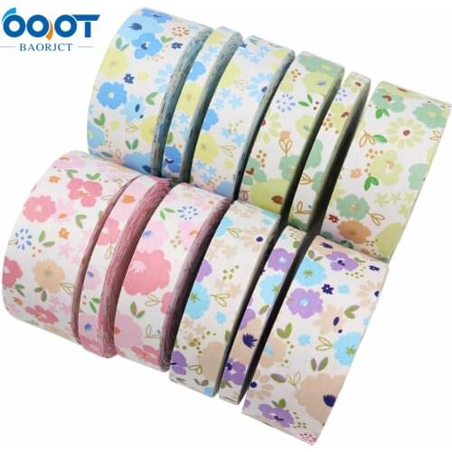Double-Sided Flowers Cloth Ribbons 5 Yards M-21728-1210 25MM DIY Crafts Hairclip Apparel Accessories and Sewing Decorations