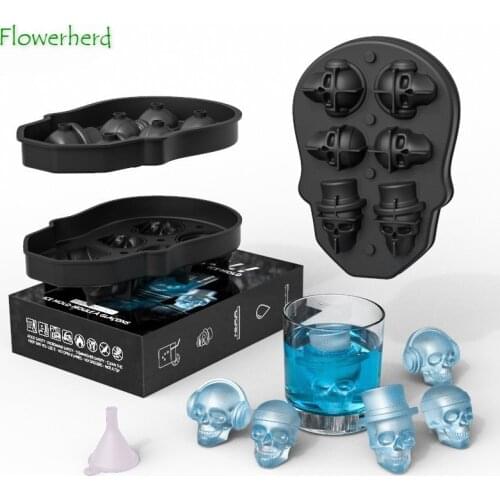 DIY Halloween Skull Ice Mold Skull Silicone Mold Ice Cube Mold Ice Tray DIY Ice Box with Funnel Kitchen Tools Accessories