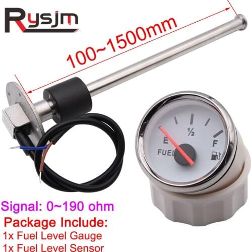 HD Boat Car Fuel Sending Unit with 100 ~ 1500 mm Fuel Level Sensor With Indicator Tank Meter 0~190 ohm Fuel Gauge For Motorcycle