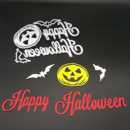 Happy Halloween, pumpkin, bat metal cutting mold scrapbook photo album decoration DIY handmade art