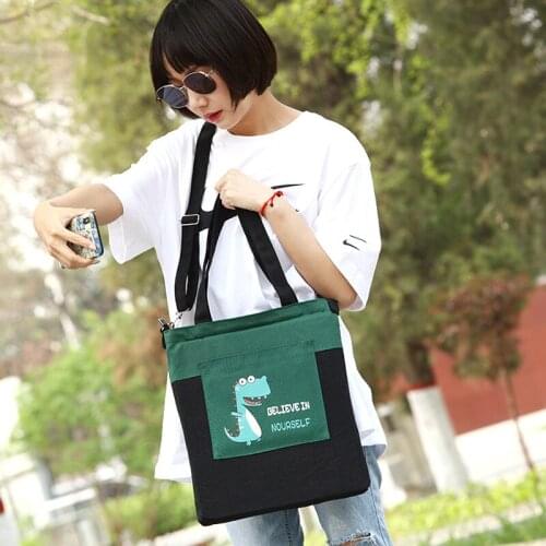 Canvas Capacity Women Shoulder Bag Color-Blocking Cotton Tote Shopper Bag Eco Reusable Shopping Bag Handbag Cloth Messenger Bag