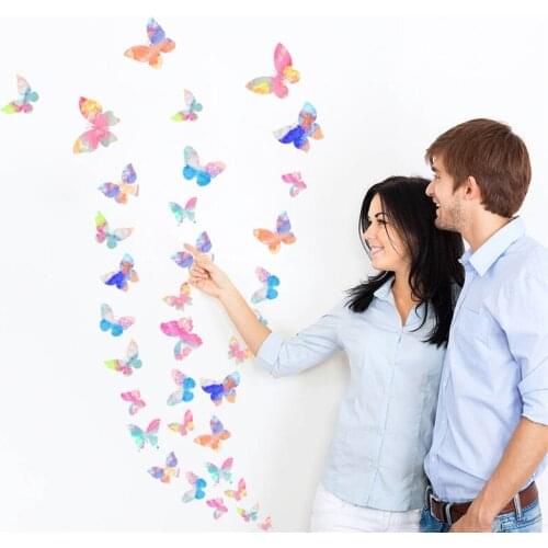 Crystal 3D Butterflies DIY home decor wall stickers for kids room Christmas birthday party decoration refrigerator decal poster