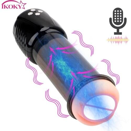 IKOKY Voice Automatic Suck Male Masturbation Cup Glans Stimulate Massager Masturbators Enlargement Vacuum Pump Artificial Vagina