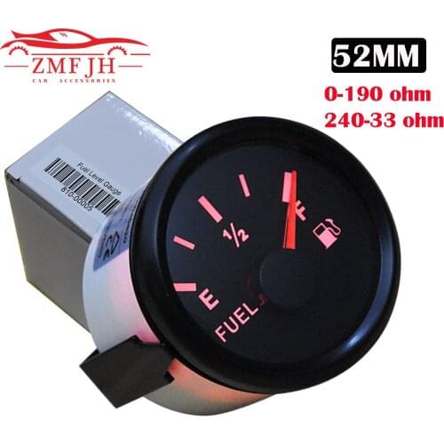 Red Backlight Auto Fuel Level Gauge 52mm Pointer Fuel Level Gauge 0-190ohm/240-33ohm Electrical Digital Fuel Level Oil Gauge