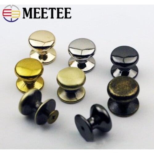 Meetee 10/20sets 15mm Metal Rivet Nail Buckle Luggage Monk Head Nipple Nails Screw Foot Buckles DIY Bag Box Handle Accessories