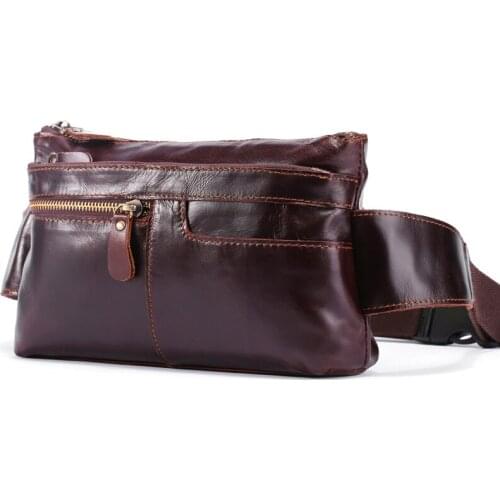 Retro leather multifunctional business waist bag outdoor sports running waist bag mens wallet casual mobile phone waist bag