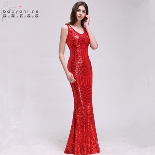 Fashion Reflective Dress Elegant Sequin Mermaid Evening Dress Sexy Illusion Back Tank Sleeve Evening Gowns Robe de Soiree Longue