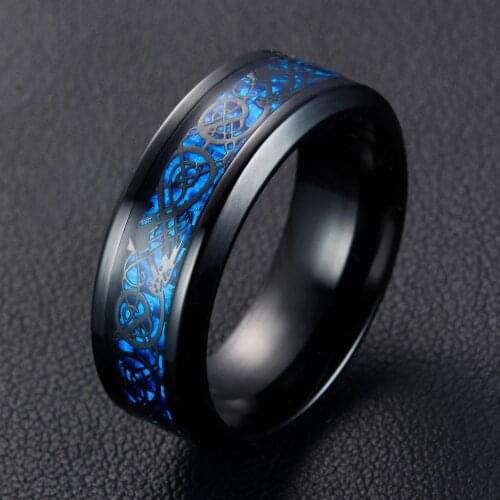 Monla Black Dragon Ring Rose Gold Dragon Carbon Fibre Engagement Rings Bands