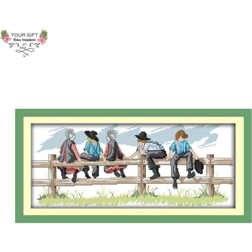 Joy Sunday Counted and Stamped The Five Little Friends Needlework Embroidery DIY Cross Stitch kits for Home Decoration R871