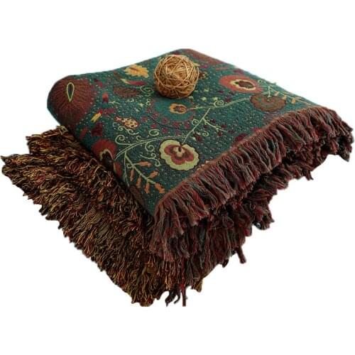 GY4097Ins Style Cotton Geometry Deer Blanket Sofa Decorative Slipcover Stitching Blanket Rug