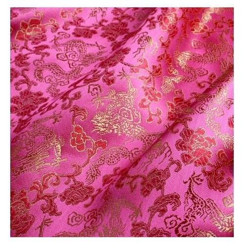 90cm*100cm brocade fabric costume clothing cheongsam packaging fabric baby cloth dress brocade pink background with gold dragon