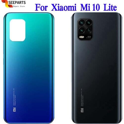 Original For Xiaomi Mi 10 Lite Back Battery Cover Glass Housing Door Case With Glue Cove Xiaomi Mi 10 Lite Rear Housing Glass
