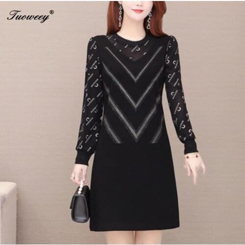 Autumn spring style floral straight Plus Size 5xl mini Dresses Women Elegant Korean tshirt Dress Party long Sleeve Vestidos