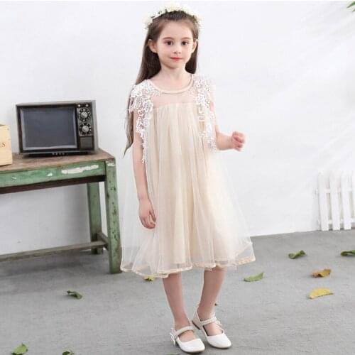2-8 years girl clothes summer dress baby birthday party solid color Korean mesh princess dresses fashion quality child clothing