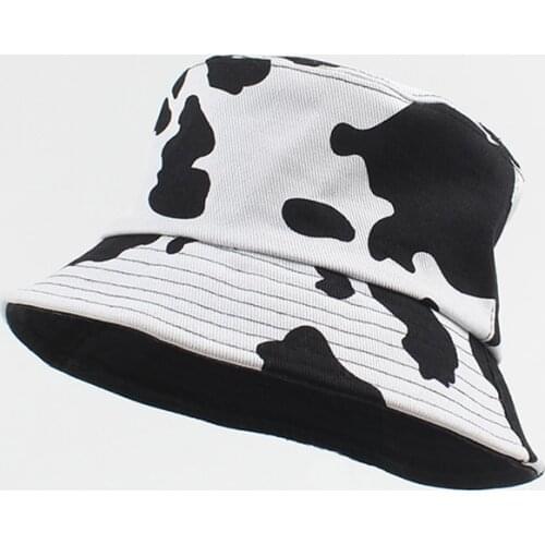Bucket Hat Women Panama Cow Reversible Sun Summer Beach Cap Spring Climbing Holiday Outdoor Accessory For Teenagers