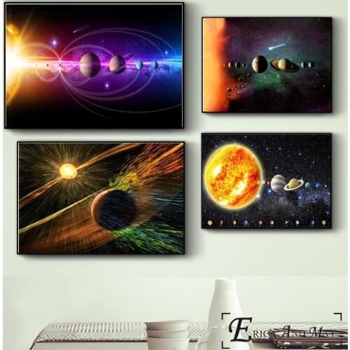 Our Solar System 3d Artwork Posters And Prints Wall Art Canvas Painting Pictures Hot Retro Style Living Room Decoration Plakat