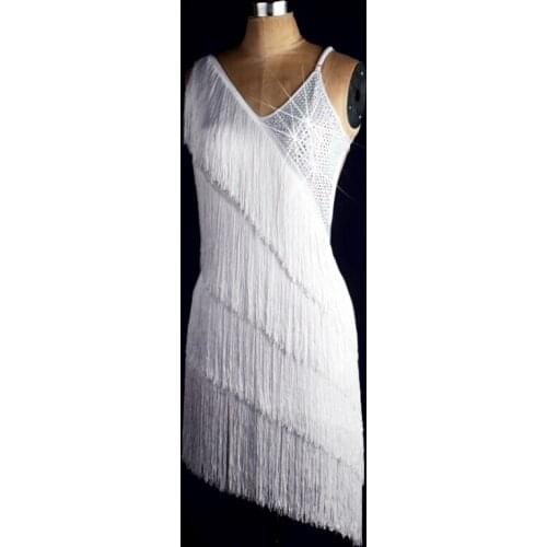 White red latin fringe dress Can be customized latin dance dress girls sleeveless latin dance dress women samba skirts 2017