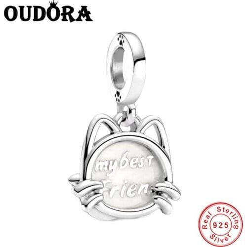 Fit Original Pandora Bracelet Charms 925 Sterling Silver My Pet Cat Dangle Charm Silver Jewelry Making Women Berloque
