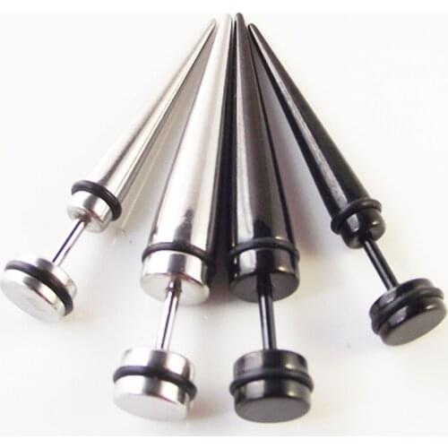 2 Pieces Fashion Stainless Steel Earring Gauges Fake Ear Plug Flesh Plugs cheater Tapers Punk Ear Piercing Body Jewelry