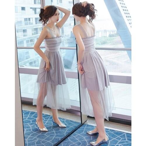 Chiffon Dresses Women Summer New Gauze Strap Dress Mujer Fashion High Waist Slim Chiffon Elegant Temperament Lady Vestidos Z821